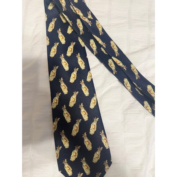 Museo Golf Bag Vintage Inspired Navy and Tan Men's Tie - Picture 1 of 3